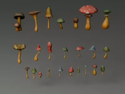 Mushroom Assets Low-poly 3D model