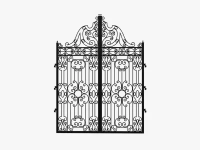 Gate-8 ornate wrought iron gate 3D model