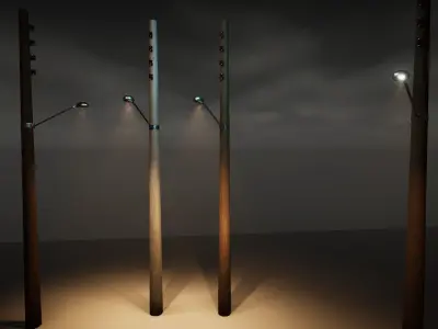 Light pole Poste de Luz Low-poly 3D model