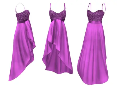 Spaghetti Strap Dress Low-poly 3D model