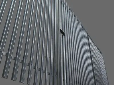 Low poly fence set of metal fences Low-poly 3D model