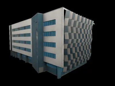 3D Building Low Poly  Low-poly 3D model