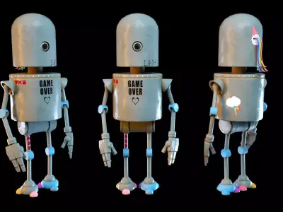 Cartoon Character Robot Low-poly 3D model