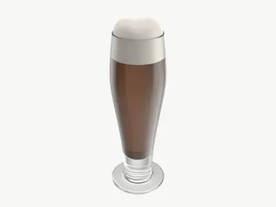 Beer glass with foam 04 3D model