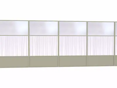 Glass Wall with Curtains Low-poly 3D model