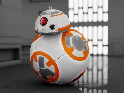 BB8 Scene rigged - animated character 3D model