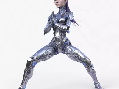 Yoga Cybernetic Girl High Detail 3D model