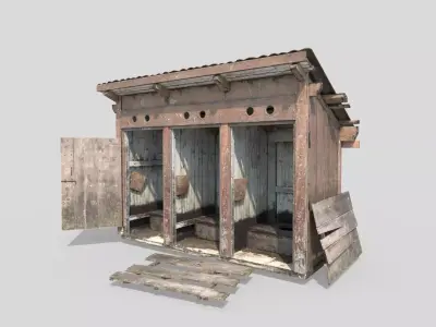 Abandoned Wooden Toilets 3D model