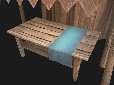 Medieval Bazaar Tent  Low-poly 3D model