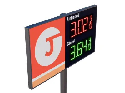 Digital Sign controlled by Shape Keys Gas station sign Free 3D model