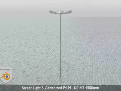 Street Light 5 Galvanized F4 M1 K0 A2 4500mm  Low-poly 3D model