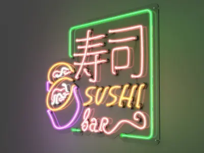 Sushi 2 - Neon Sign 3D model