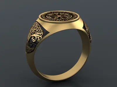Men ring with the ancient symbols RUNES cnc model or 3D print model