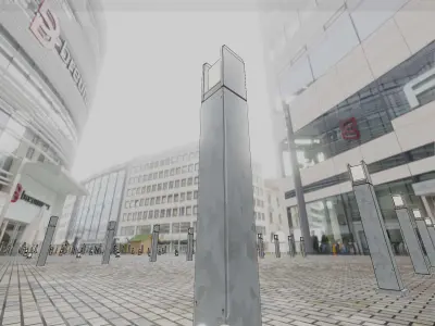 Street Light 8 Bollard 900mm Galvanized Version 1 Low-poly 3D model