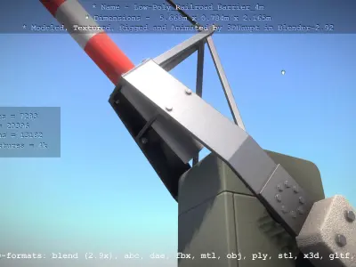 Low-Poly Railroad Barrier 4m Low-poly 3D model