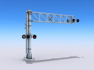 Crossing Gate Signals Low-poly 3D model