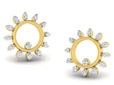 Rose Gold Diamond Women Earring 3D print Model 3D print model 13