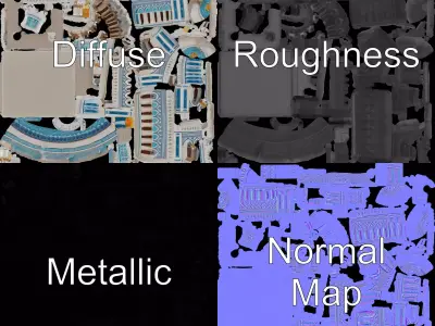 Ornate Blue Mosque model pack Low-poly 3D model