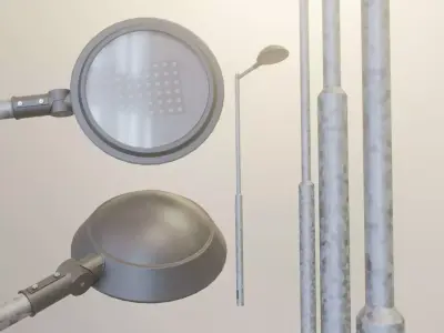 Street Light 4 Galvanized F1 M1 K0 3000mm Low-poly 3D model