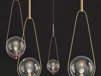 Pendant Lamp Loop Brass Glass 3d model Low-poly 3D model