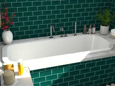 bath fitted inset with marble surround Low-poly 3D model