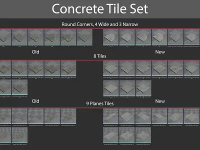 Concrete Tile Set Low-poly 3D model