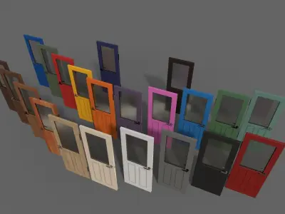 PBR Wood Door C1 Low-poly 3D model