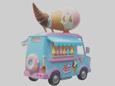 Cartoon Ice Cream Truck model 3D model