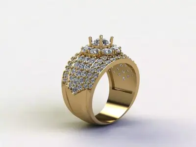 Model Man Ring gold light in Asia design R32 3D model
