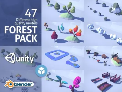 Cartoon Low Poly Forest Pack Low-poly 3D model