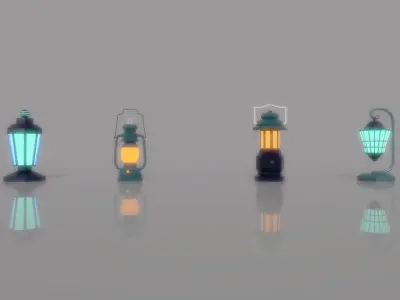 cartoon Street Light Pack Free low-poly 3D model