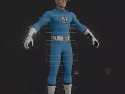 Sue Storm 3D Model Fortnite Invisible Woman Rigged PBR Low-poly 3D model