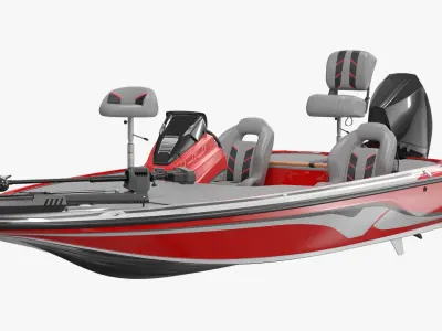  Low Profile Angler Boat With Deck Red Rigged for Cinema 4D 