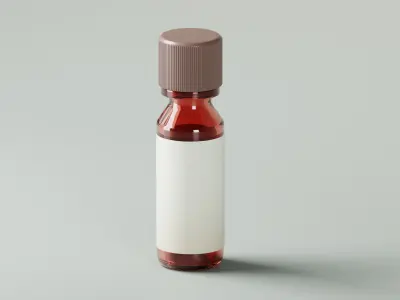Brown Liquid Glass Medicine Bottle 3D Model Low-poly 3D model
