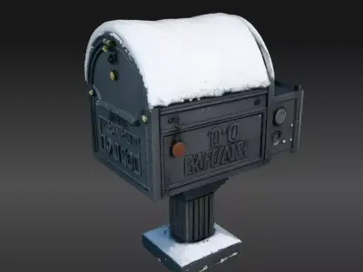 Snowy Mailbox 3D Model Winter Street Christmas  Low-poly 3D model