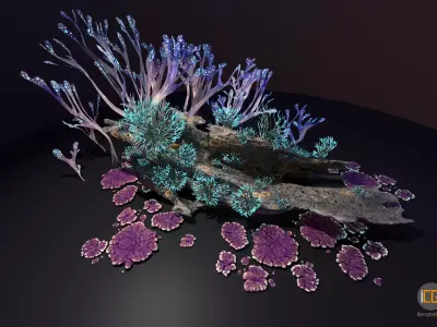 Alien Plant Fungus collection 1 Low-poly 3D model