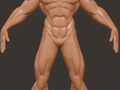 Stylized muscular man Low-poly 3D model