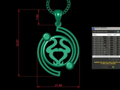 Galaxy Taurus Light Gold Pendant Version 8 3D print model