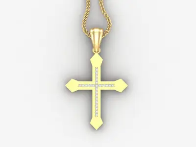 High Cross Pendant Light Gold 18K 4CP057 3D print model
