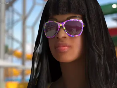 Beach Style Teenage Light Skin Black Girl Rigged 3D model