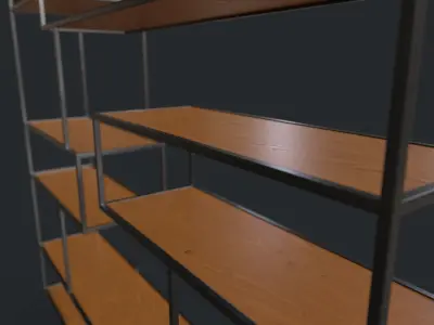 Designer Shelf V1 Wood Metall Low-poly 3D model