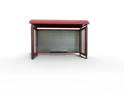 Pack 2 Modern bus stop Low-poly 3D model