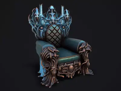 Fantasy Throne 4 game ready 3d model Low-poly 3D model