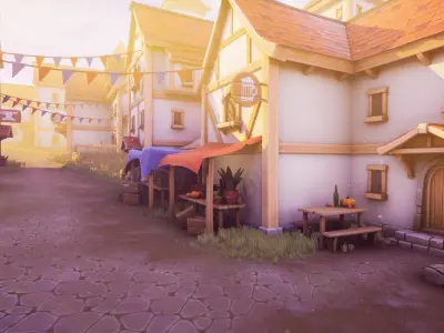Modular Medieval Town Low-poly 3D model purchase