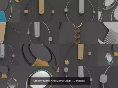 Dreamy Mirror And Memo Clock  3D Model Pack