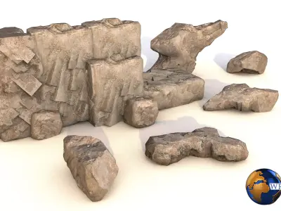Rocks And Cliffs Lowpoly 3D Model Low-poly 3D model