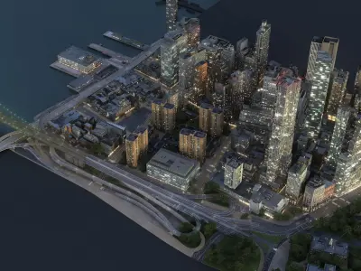  Manhattan Lower Part04 Night Low Poly 