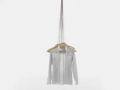 Hanging coat rack with hangers 3D model