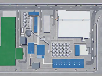 Factory Warehouse Exterior and Interior Low-poly 3D model