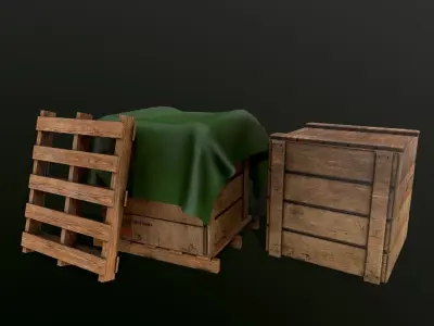 Wood Crate Game Ready Low-poly 3D model